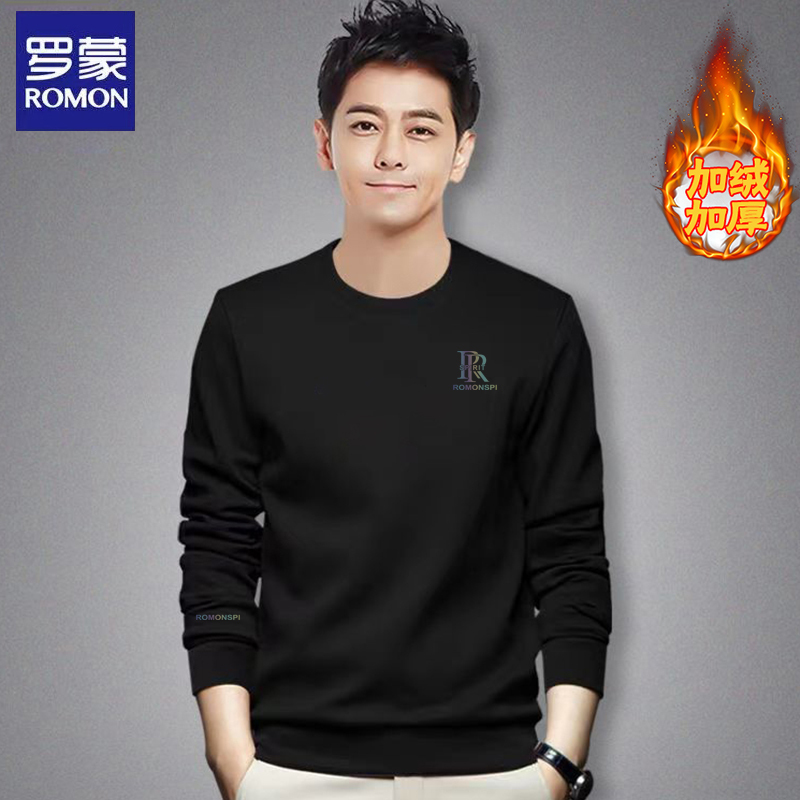 Romon Genuine Men's Sweatshirt Autumn and Winter Men's Top Men's Clothing 2025 New Casual Inner Layer Fleece-Lined Base Shirt for Men Romon Genuine Men's Sweatshirt Autumn and Winter Men's Top Men's Clothing 2025 New Casual Inner Layer Fleece-Lined Base Shirt for Men