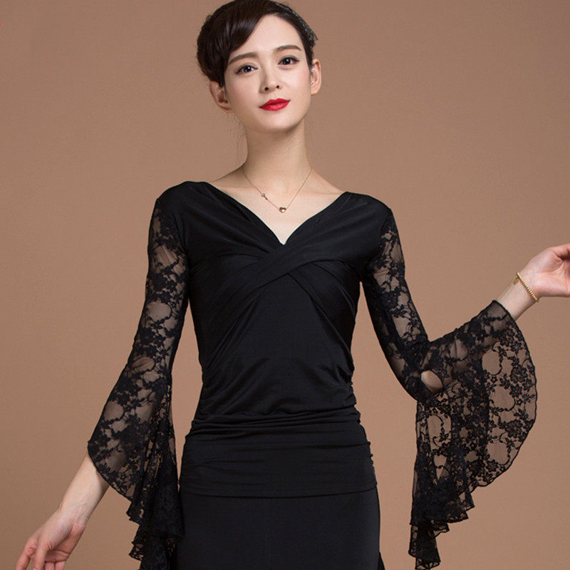 The new modern dance tops women's long sleeves professional Latin dance costumes ballroom national standard dance practice competition dance costumes