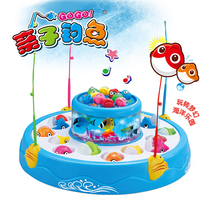  Childrens magnetic electric rotating fishing plate Kindergarten baby early education puzzle music lighting fishing toy gift