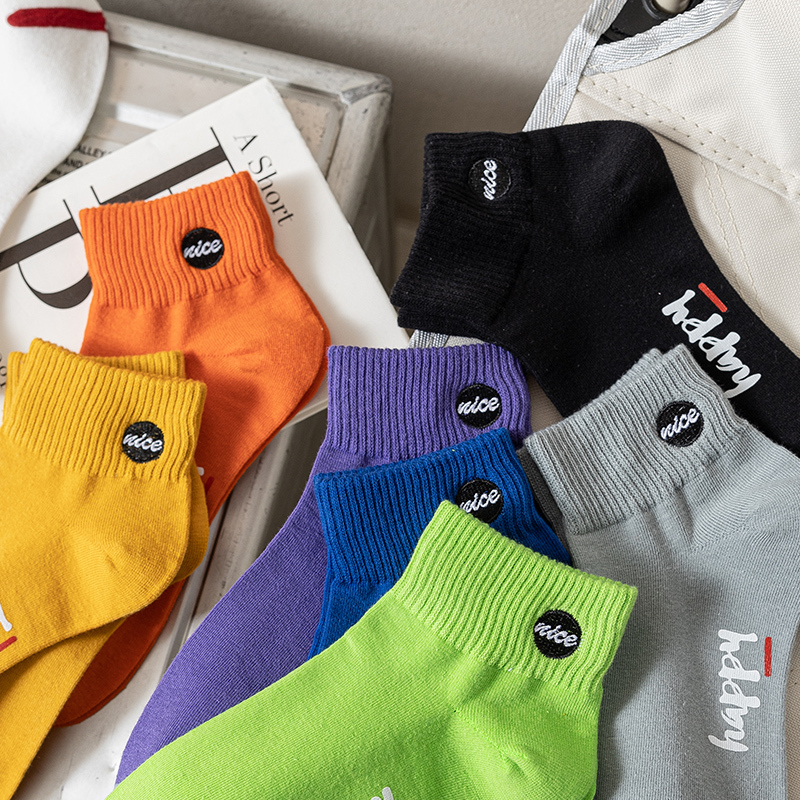Colorful Socks for Men, Summer Pure Cotton Low-Cut Short Socks, Men's All-Cotton Deodorant Thin Boat Socks, Short Sports Socks