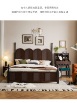 American solid wood retro light luxury Roman column carved solid wood large bed simple mid-century style master bedroom 1 8 meters double wedding