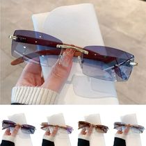 Rectangle Fashion Rimless Sunglasses for Women Men Frameless