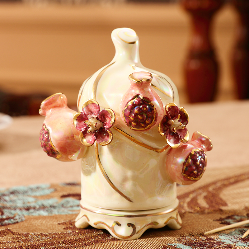 Eurostyle ceramic toothpick cylinder light and luxurious Nordic ins Toothpick Box Creative Hotel Dining Room Home Upscale Cotton Stick Silo