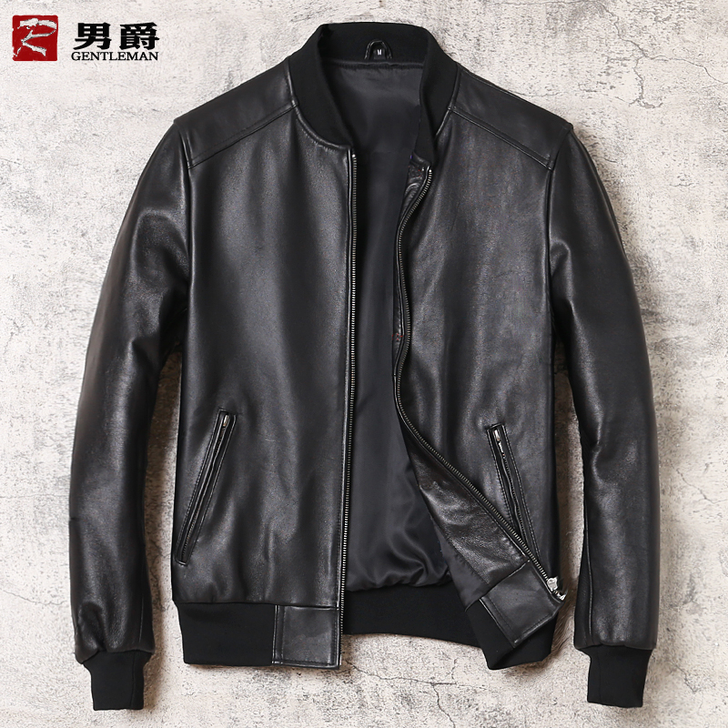 2020 new limited time spike price leather leather jacket men men's baseball clothing short slim slim leather jacket