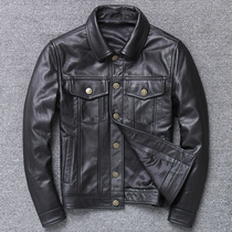 2020 new mens head lapel leather single row deduction casual lapel motorcycle jacket men slim coat