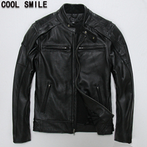 Europe and the United States Harley leather leather clothing mens short motorcycle leather jacket Autumn and Winter mens fat increase jacket special price