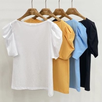 ACE When Renauny 2022 Spring new Korean version Pure Pure Color Bubble Sleeveless t-shirts Tide Female Blouse Summer