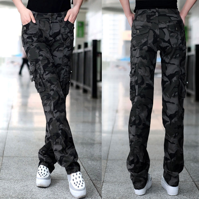 Women's 2026 Spring Lkxa Sports Trendy Outdoor Workwear Multi-Pocket Camouflage Straight-Leg Pants Casual Thick Cotton Long Trousers