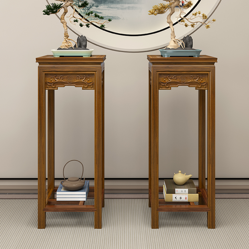 New Chinese Solid Wood Flower Stand Balcony Bidet Scenic Floor-to-ceiling Living Room Multi-Layer Rack Wooden Flower Crawl Cane Rack