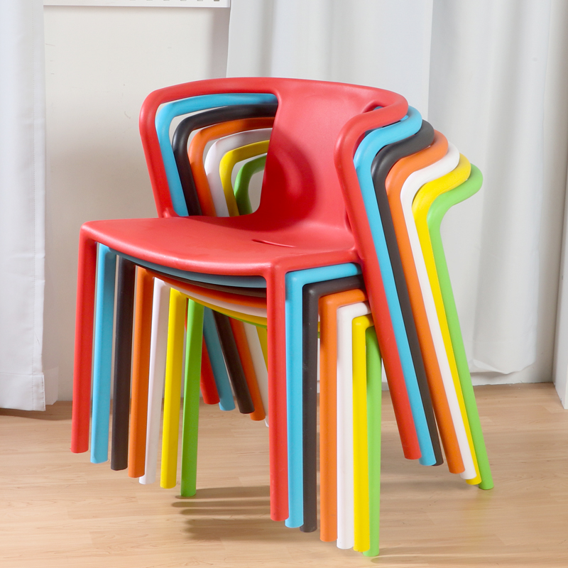 Thickened Double Armrest Adult Plastic Chair Backrest Dining Chair Stool Office Conference Training Chair Plastic Balcony Chair