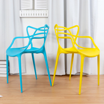 Plastic back chair modern creative armrest backrest stool casual coffee office reception simple chair Vine Chair