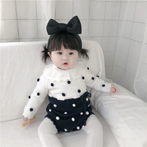 Baby Autumn Winter Wears Baby Net Red Gas knitting Hardcloth Pure Cotton Long sleeve Climbing Baby Male