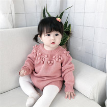 In autumn baby knitting hackclothes pure cotton coat red gas network red cute baby conjunction pack clothes crawling clothes