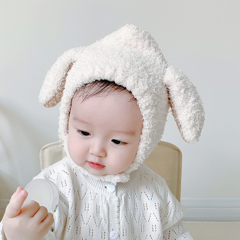 Baby hat 6 - 12 months autumn and winter children's hair hat girl baby's ear hat plush puppy warm cap