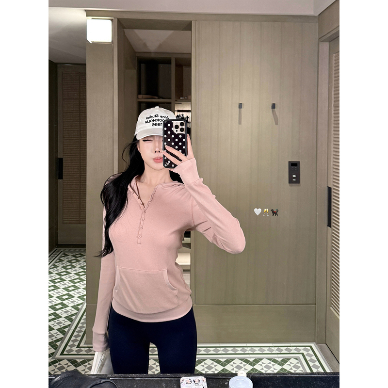 Laareetoo Small Waffle Knit Sweatshirt for Women, Autumn 2026 New Style, Henry Collar Design, Slimming Top