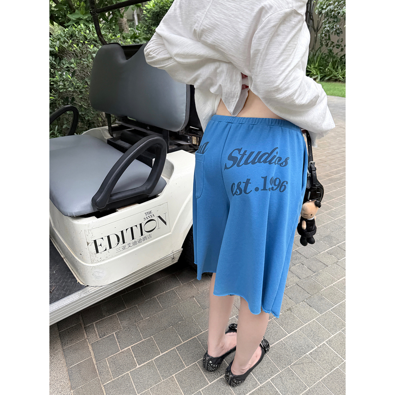 Laareetoo Letter Print Sweatpants for Women, Summer 2026 New Style Pants, Five-Point Pants, Slimming and Height-Enhancing Shorts