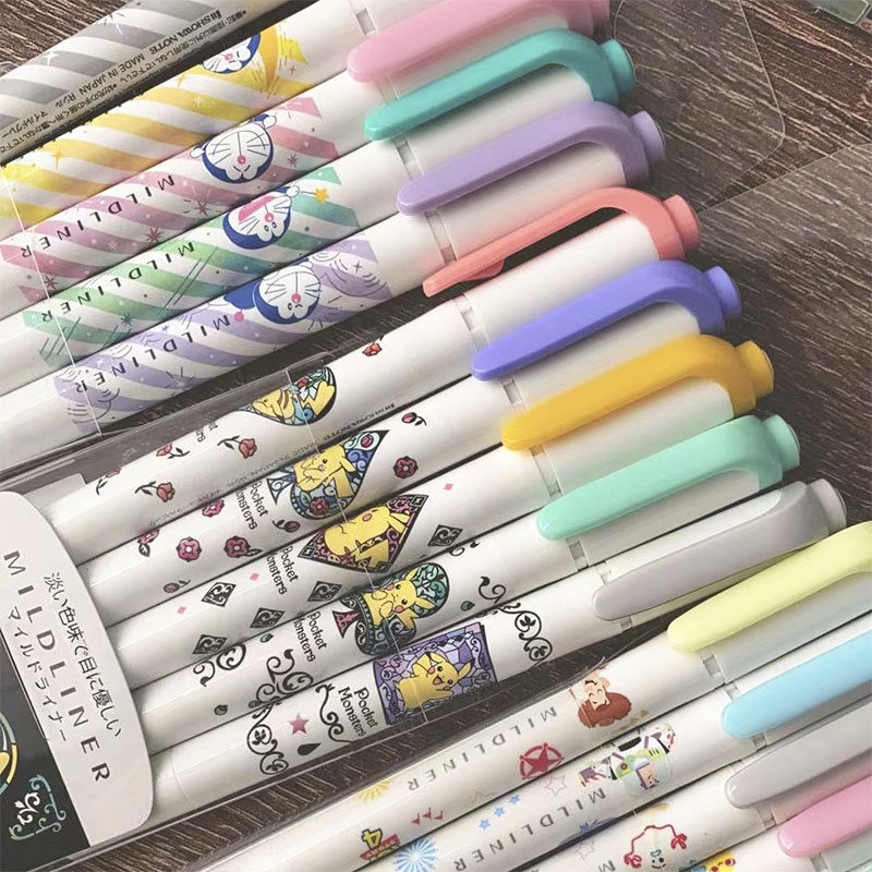 Qualified zebra ZEBRA Pikachu suit fluorescent pen student Doraemon A Dream cartoon Pale Pink Ensemble Focus Marker Pen