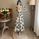 French Retro Slim Slim High Waist Slit Temperament Floral Dress Summer 2022 Advanced Stunning Long Skirt