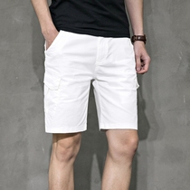 Hong Kong Tide Cards 2022 Summer tooling shorts Mens body Han version Cotton Cotton Pure Color Mens 50% Pants Casual Trend