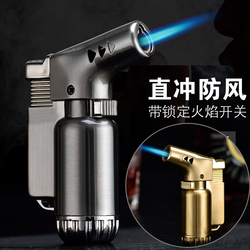 Thu nhỏ sáng tạo gió nhẹ bơm hơi điểm đánh lửa xì gà phun thẳng vào nhiệt độ cao hàn mỏ hàn nhẹ shop bật lửa