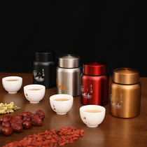 Carry-on tea leaf jar Mini creative personality Chinese small stainless steel metal travel storage tea jar sealed jar tea bin