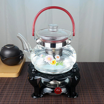 Heated outdoor alcohol stove Tea stove Chinese retro tea pot Portable tea set Boiling water glass pot Filter set