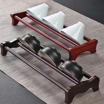 Ebony kung fu tea cup storage rack single-layer glass holder tea set drain rack solid wood cup holder tea ceremony accessories
