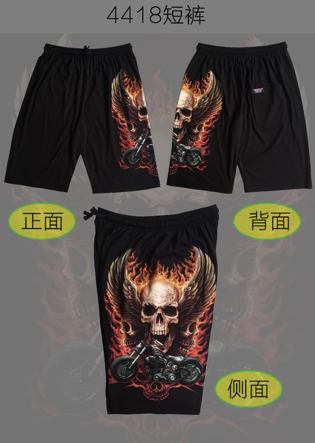 Thái Lan nhập khẩu ROCK EAGLE Eagle Harley đầu máy quần short cotton mùa hè cho nam quần jean nam ống rộng