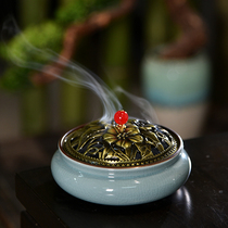 Ceramic incense burner Household indoor incense for Buddha worship ornaments Creative agarwood Anshen tea ceremony safety mosquito incense stove