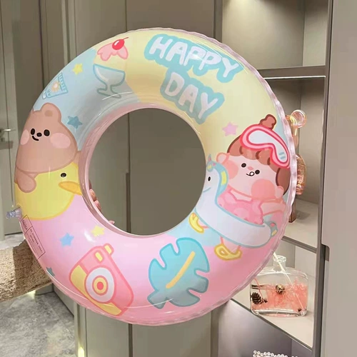 Милый розовый мультяшный надувной плавательный круг для младенца, популярно в интернете, увеличенная толщина