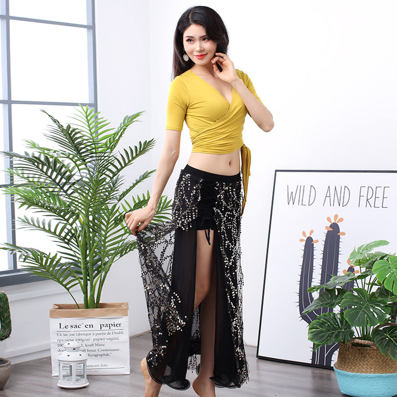 Belly dance practice suit 2021 new sequined tassel dress beginner suit sexy performance costume