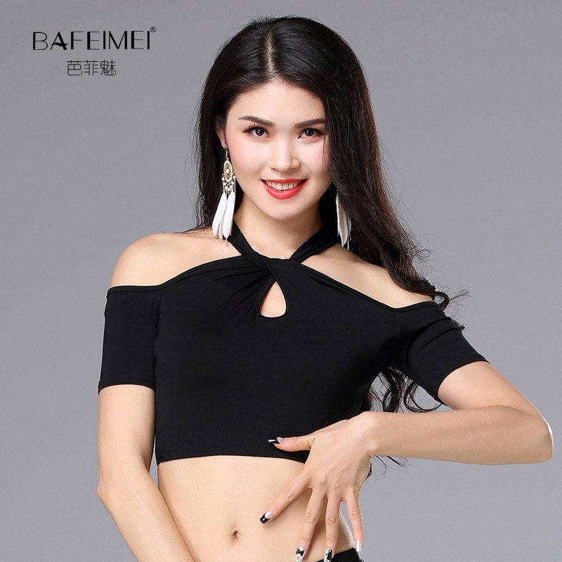 Bafi charm belly dance practice clothes spring and summer new modal off-the-shoulder women's top performance
