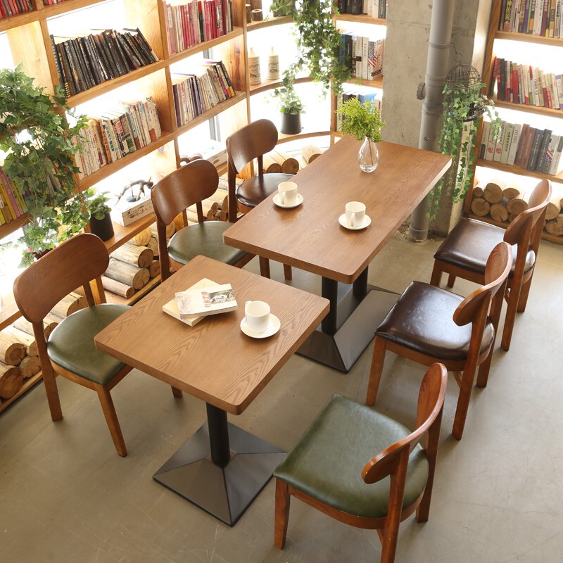 Simple Noodle Shop, Burger Shop, Western Restaurant, Solid Wood Japanese Restaurant, Cafeteria, Restaurant Tables and Chairs, Milk Tea Shop, Coffee Shop Table and Chair Set