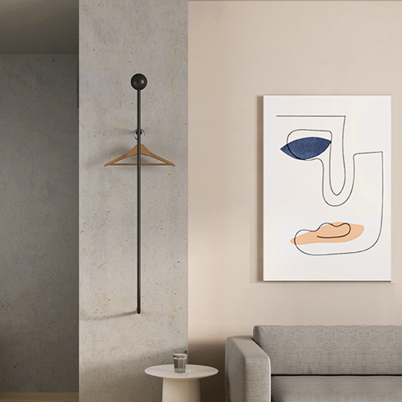 Minimalist modern bedroom wall clothes hat rack corner hanging clothes pole bag hanging rack hotel Minjuku room clothes rack