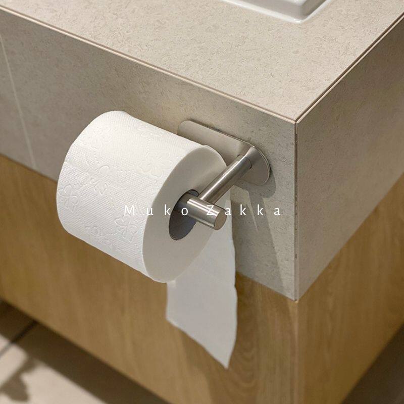 304 Stainless Steel Drum Toilet Paper Rack Towel Rack Free nail bathroom shelving Makeup Room Sticky paper towel shelf