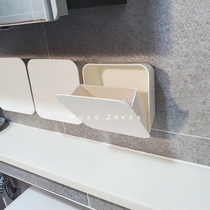 Simple white nail-free wall storage box with lid Mask small object Cotton swab finishing box pasted bathroom shelf