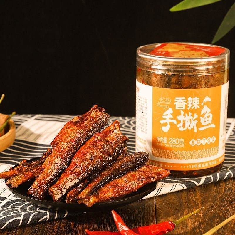 Spicy General Spicy Shredded Fish, Net Weight 280g, Large Canned Fish Snacks, Hunan Specialty, Perfect for Pairing with Meals, Drinks, or Watching Shows