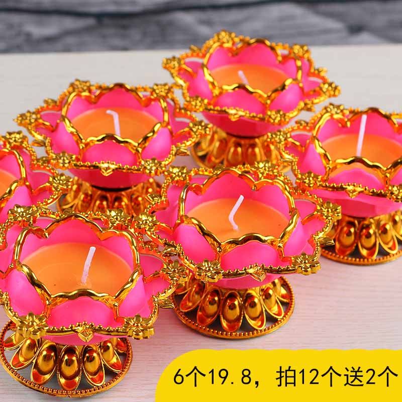 Lotus candle lotus smoke-free household for Buddha lotus lamp lotus lamp long bright lamp butter lamp butter for Buddha windproof