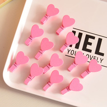 Day Series Wood Girl Peach Heart Pink Loving Shaped Small Clip Diy Photo Clip Multifunction Poop Sign Office Clip