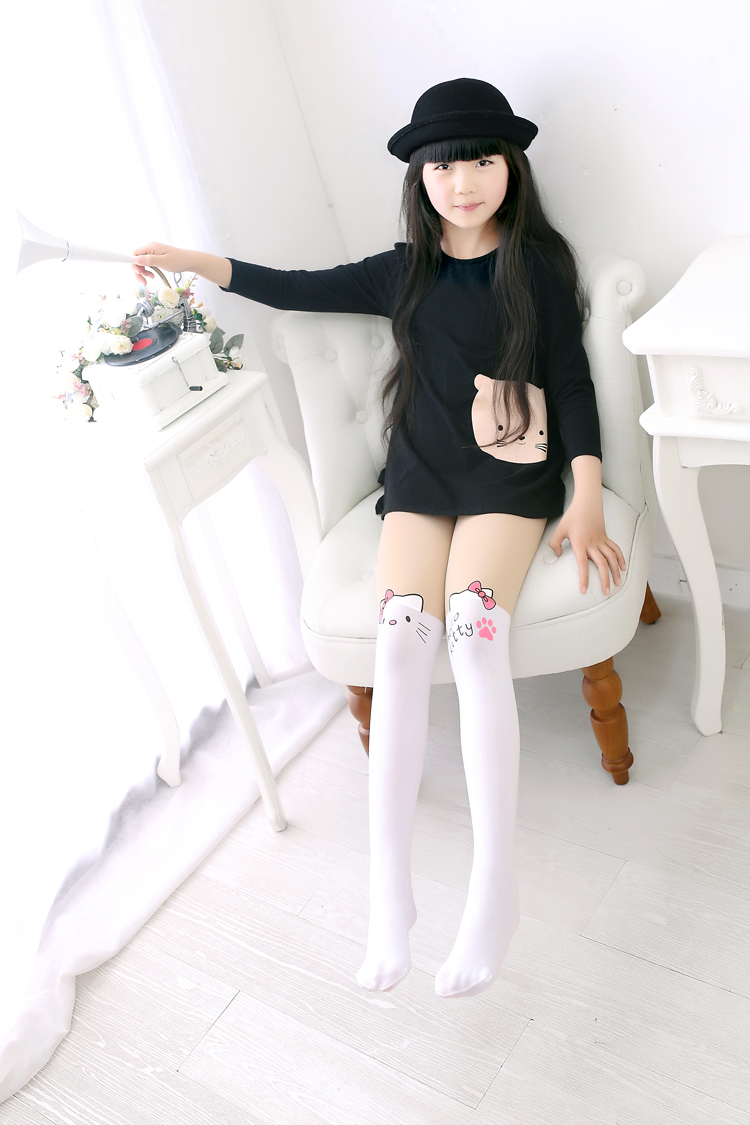 Cô gái pantyhose trẻ em Hàn Quốc vớ mùa xuân và mùa thu mỏng phim hoạt hình khâu vớ mùa hè ống dài đáy vớ