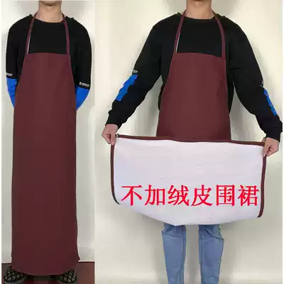 Thin oil-proof waterproof apron women's work leather apron lengthened and widened adult PU kitchen home