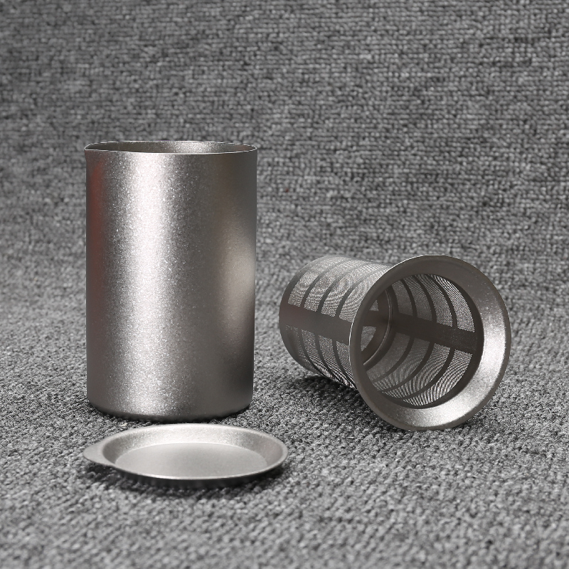 Silver ant eagle mouth titanium tea maker cup grain 350ml double layer anti-scalding filter portable tea set caravan self-driving-Taobao
