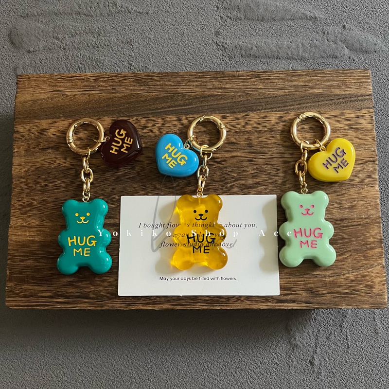 Yokikoshop Original Design Acrylic Color-Blocked Bear Keychain Backpack Decoration Pendant Key Chain Yokikoshop Original Design Acrylic Color-Blocked Bear Keychain Backpack Decoration Pendant Key Chain