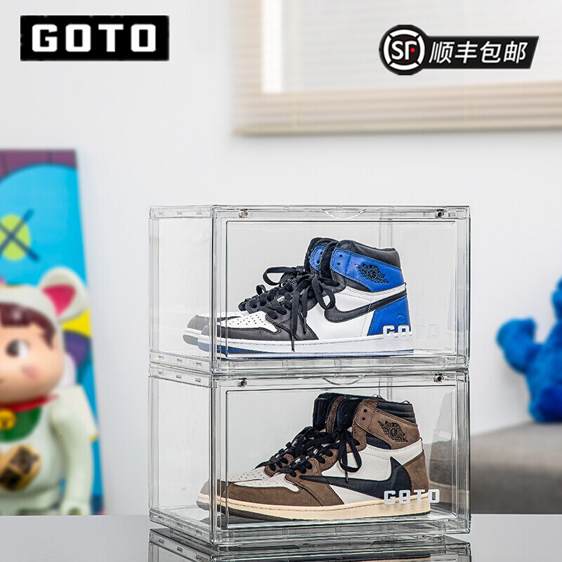 GOTO shoe box sneaker collection box full transparent antioxidant pressure collection display shoe wall network red collection artifact