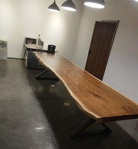 American loft solid wood conference table Long table Simple large industrial style office desk Log large board tea table workbench