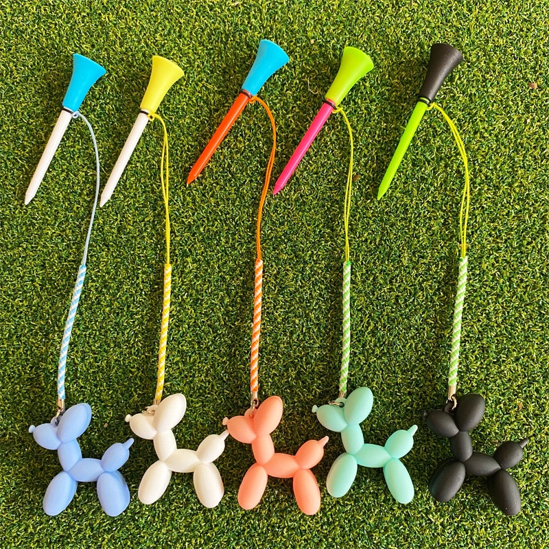 (5 branches) Golf Tee bubble Dog cartoon hanging decorated ball nail GolfTee with rope anti-loss ball seat-Taobao