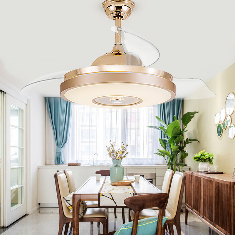 Invisible ceiling fan light LED light with remote control electric fan chandelia living-room dining room dining room bedroom home minimalist gold ceiling fan light