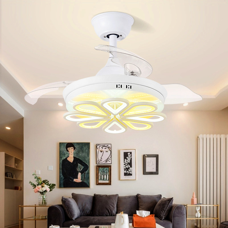 Invisible fan chandelie ceiling fan European style minimalist living-room home LED light with light source remote control bedroom ceiling fan light