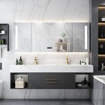 Light luxury intelligent bathroom cabinet combination Nordic modern Marble mirror cabinet Bathroom sink Hand wash basin cabinet