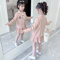 Girl autumn suit 2020 new foreign style childrens small blazer girl pleated skirt spring and autumn dress